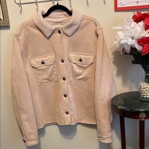 Dylan LA Women's Corduroy Tan Sherpa-Lined Jacket Sz Large. Heavyweight. Pockets